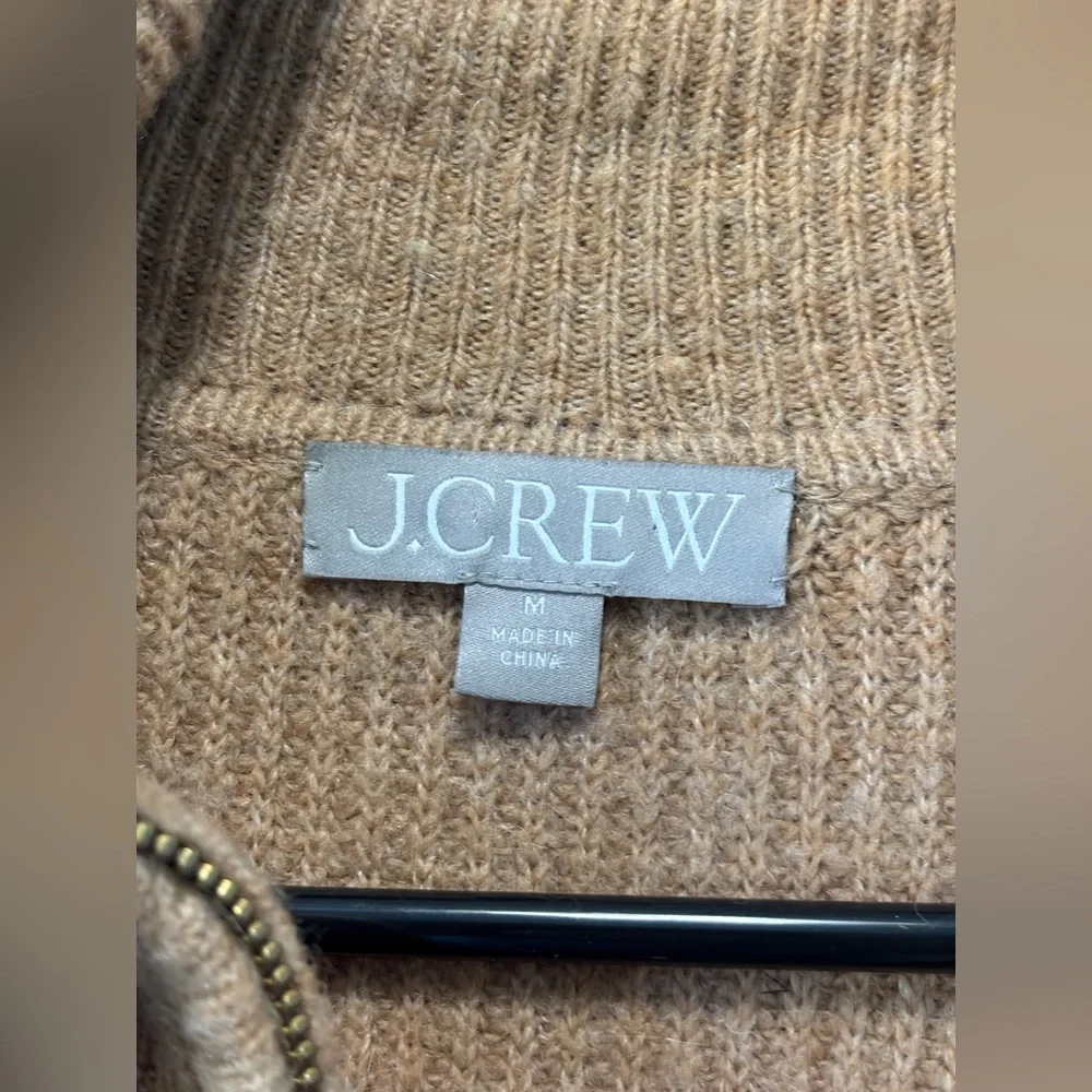 J.Crew Women's Brown Full Zip Wool/Alpaca Cowl Neck Cozy Sweater Size Medium - Picture 3 of 8